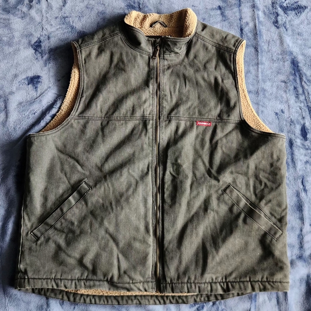 Wolverine Brown Sherpa Lined Vest Canvas Work Wear Men a Size XXL